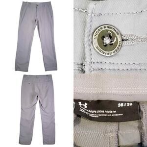 Under Armour Golf Pants Mens Size 36x32 Gray Performance Straight Flat Front 36